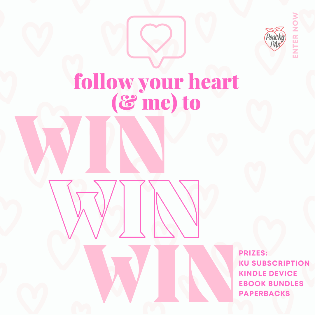 Follow your heart, and me to win, win, win prizes: KU Subscription, Kindle device, Ebook Bundles, and Paperbacks