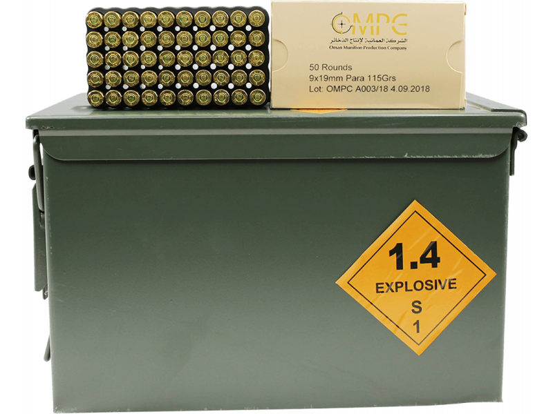 9mm Luger FMJ 115gr OMPC + STEEL AMMO CAN – SHOOTAMMO.COM
