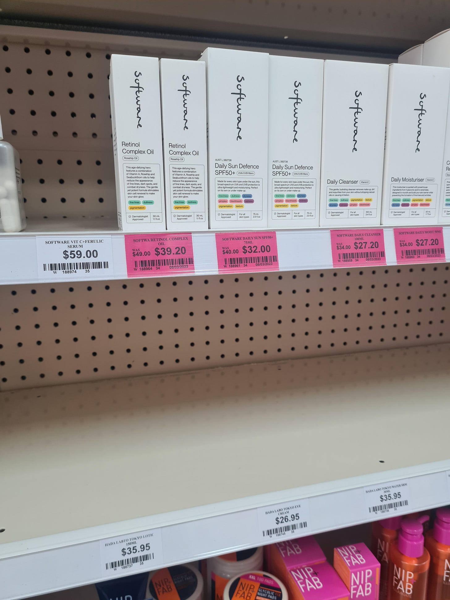 software skincare and Hada Labo (tickets in bottom shelf) spotted at  Priceline : r/AusSkincare