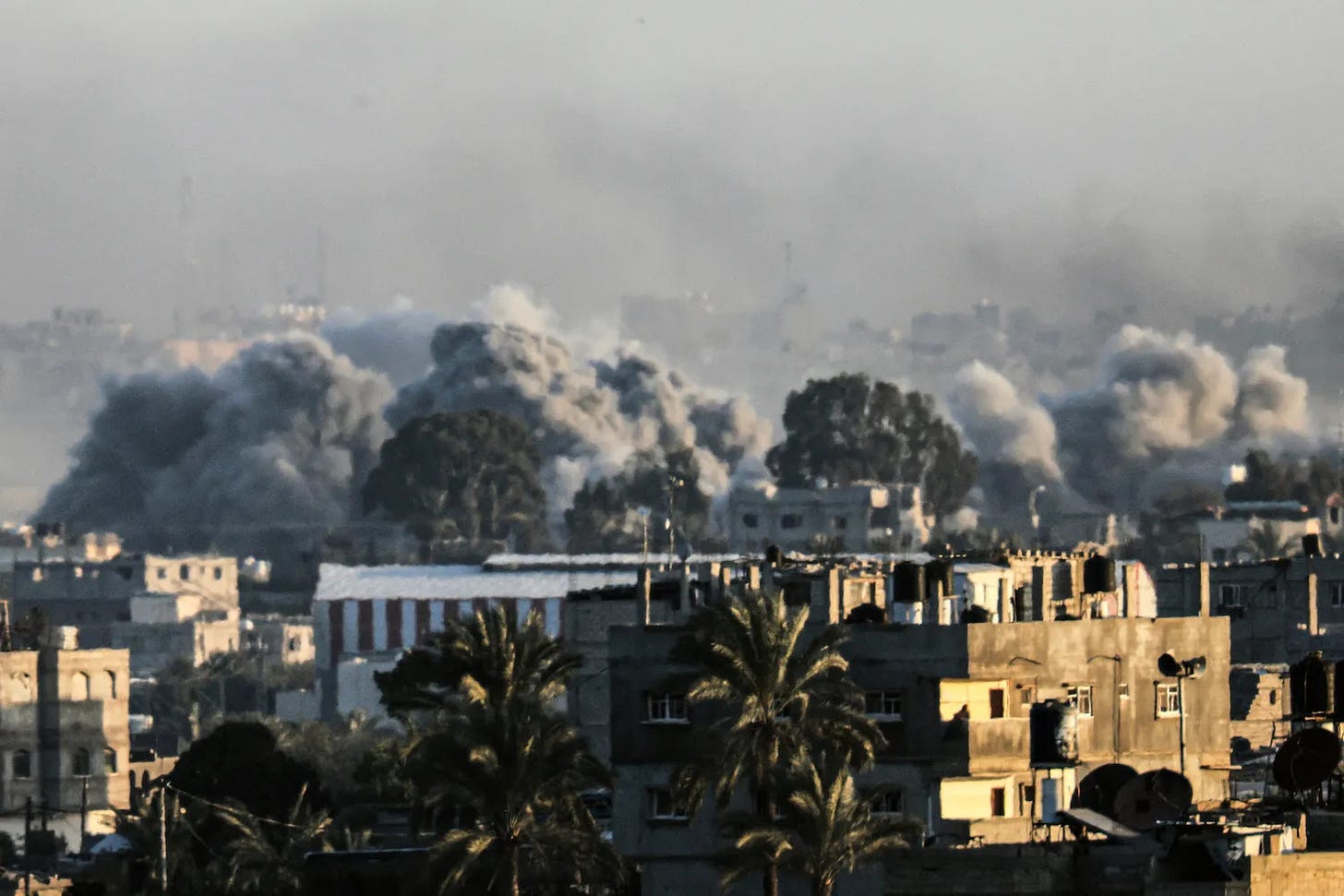 Smoke billows over Khan Yunis in southern Gaza.