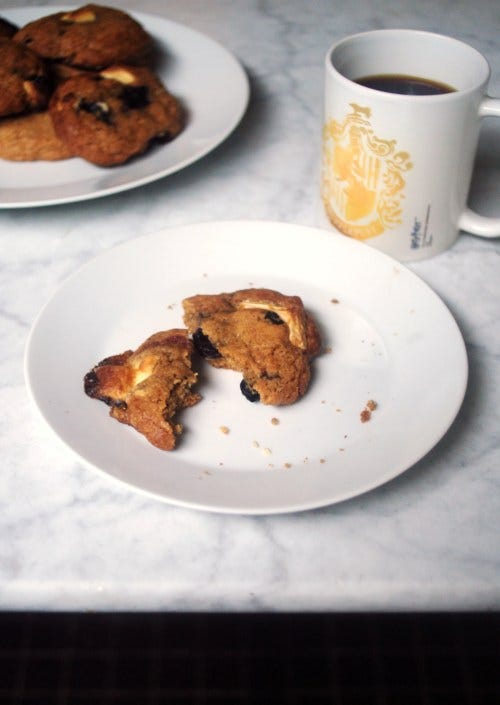 blueberry, lemon and white chocolate cookies