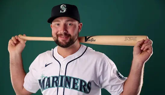PEORIA, ARIZONA - FEBRUARY 23: Cal Raleigh #29 of the Seattle Mariners poses for a portrait during photo day at the Peoria Sports Complex on February 23, 2024 in Peoria, Arizona. (Photo by Steph Chambers/Getty Images)