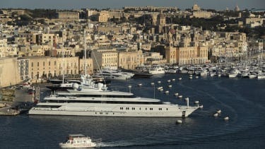 Yachts docked at a marina in Malta. 