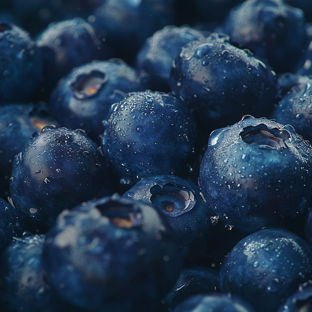 Close-up, photography art of cold bluberries.