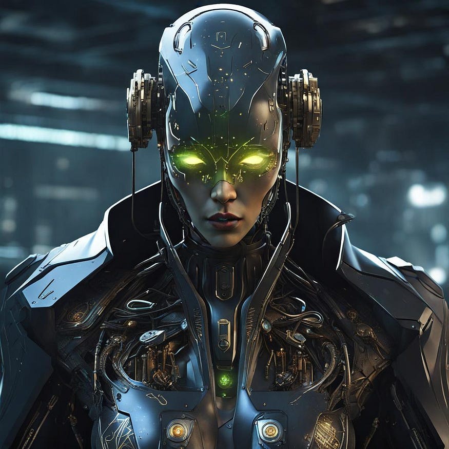 There is artificial intelligence in the picture in the form of a woman humanoid android