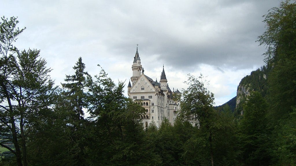 Castle turrets through trees