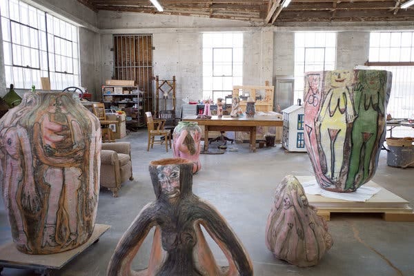In the Studio With an Artist Who Makes Giant Woman-Shaped Vases - The New York Times