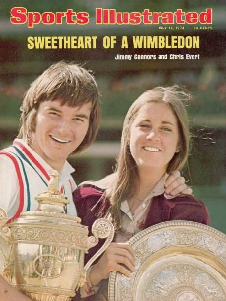 July 15, 1974 Sports Illustrated via Getty Images Cover, Tennis: Wimbledon, Closeup of USA Jimmy Connors with Gentlemen's Singles trophy and USA...