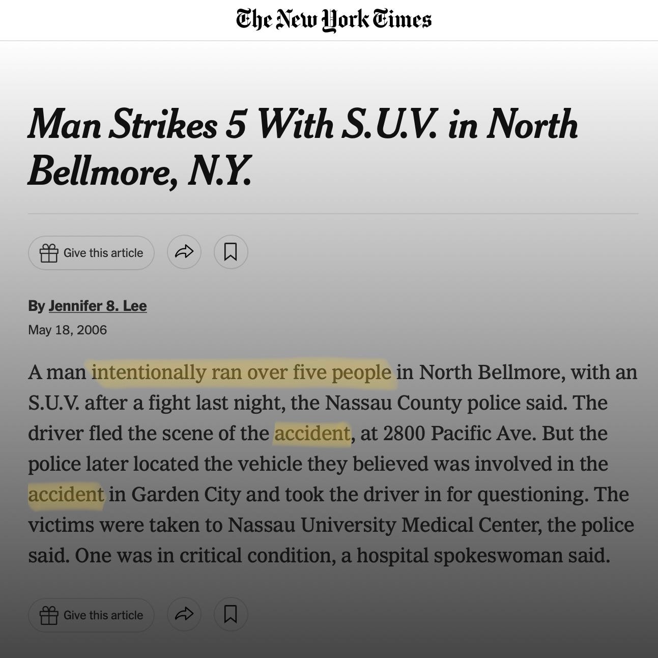 An intentional hit, but the NYT—NYT!—still couldn't help it.