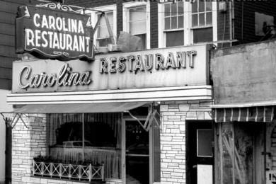 black + white photo of carolina restaurant in coney island, brooklyn