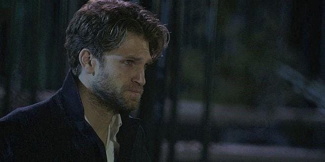 Keegan Allen crying on Walker with Jared Padalecki.