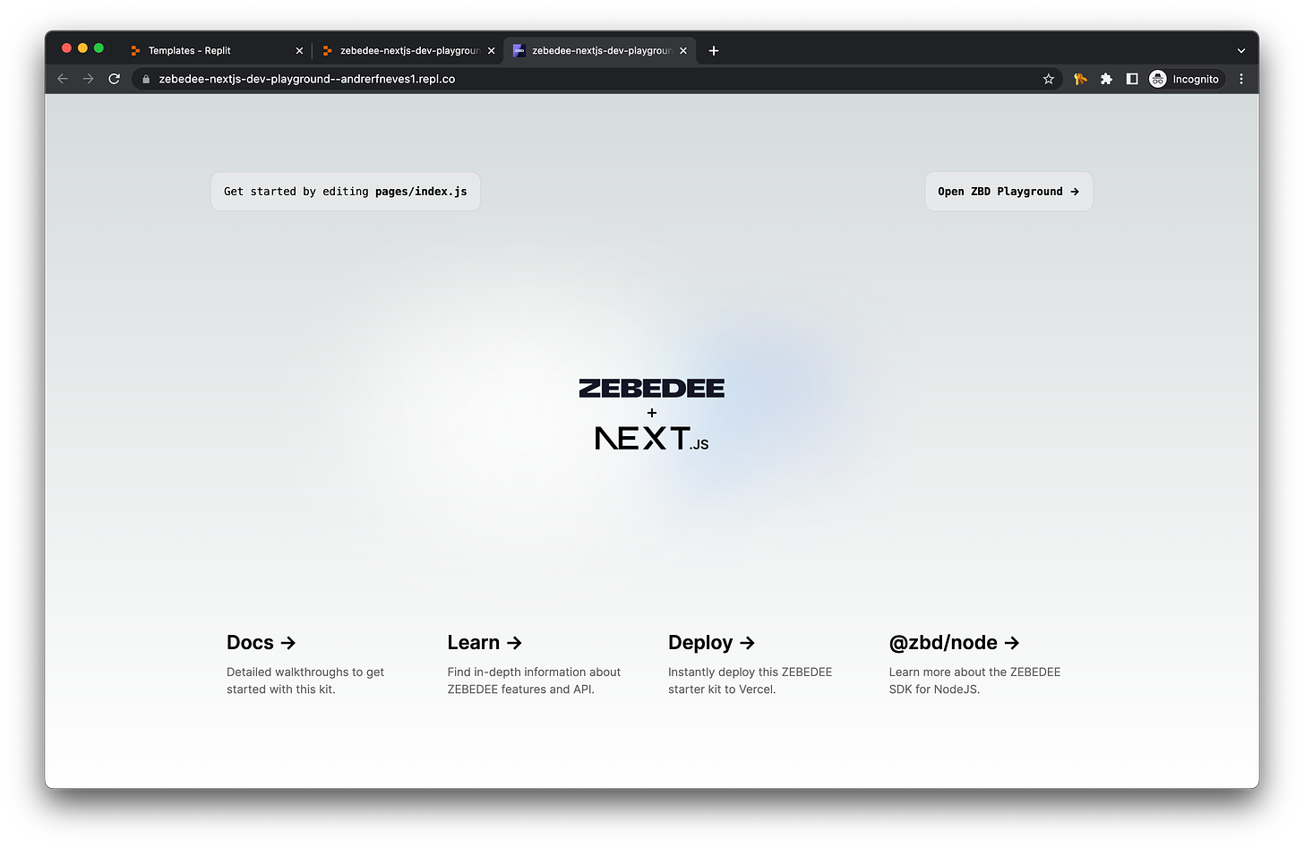 ZEBEDEE + NextJS Template UI