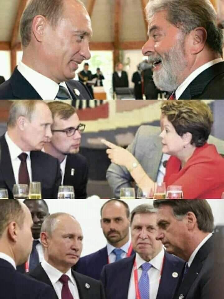 Odair Cunha on Twitter: "Bolsonaro fala grosso sobre a Venezuela, mas  silencia e não encara Putin nos olhos. Com Lula e Dilma o Brasil era  tratado com respeito por toda a comunidade