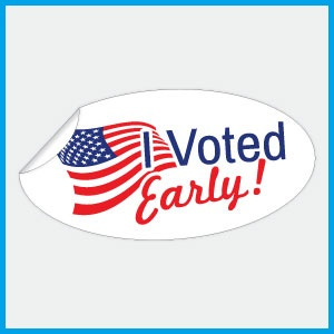 I Voted Early Stickers, Rolls, No Dispenser Box Included-Intab