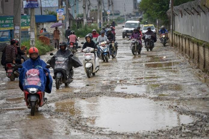 Poor roads continue to trouble Kathmandu denizens; authorities say they could not work because of lockdown