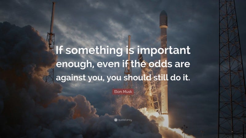 Elon Musk Quote: “If something is important enough, even if the odds are against you, you should still do it.”