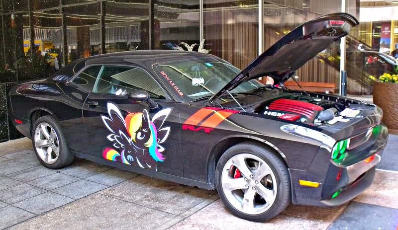 2285470 - safe, rainbow dash, pegasus, pony, car, dodge (car), dodge  challenger, female, irl, itasha, mare, photo, solo - Derpibooru