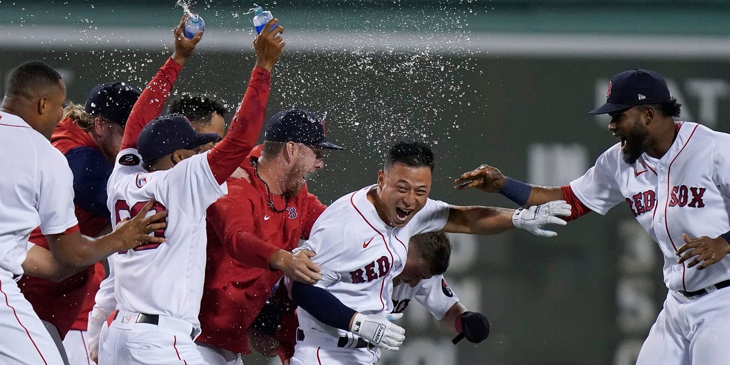 Red Sox rally late for walk-off win against Rangers