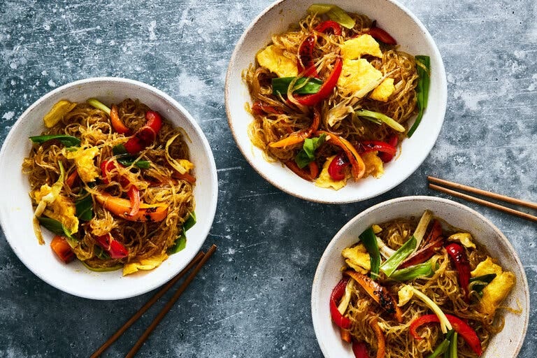 Singapore Noodles With Charred Scallions