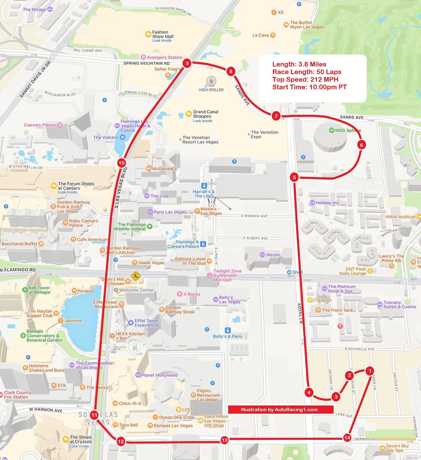 F1: Detailed Las Vegas Track Map - AutoRacing1.com