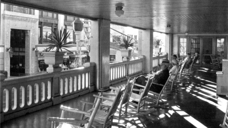 Cover: View from the second floor porch of Hotel Urmey in 1934