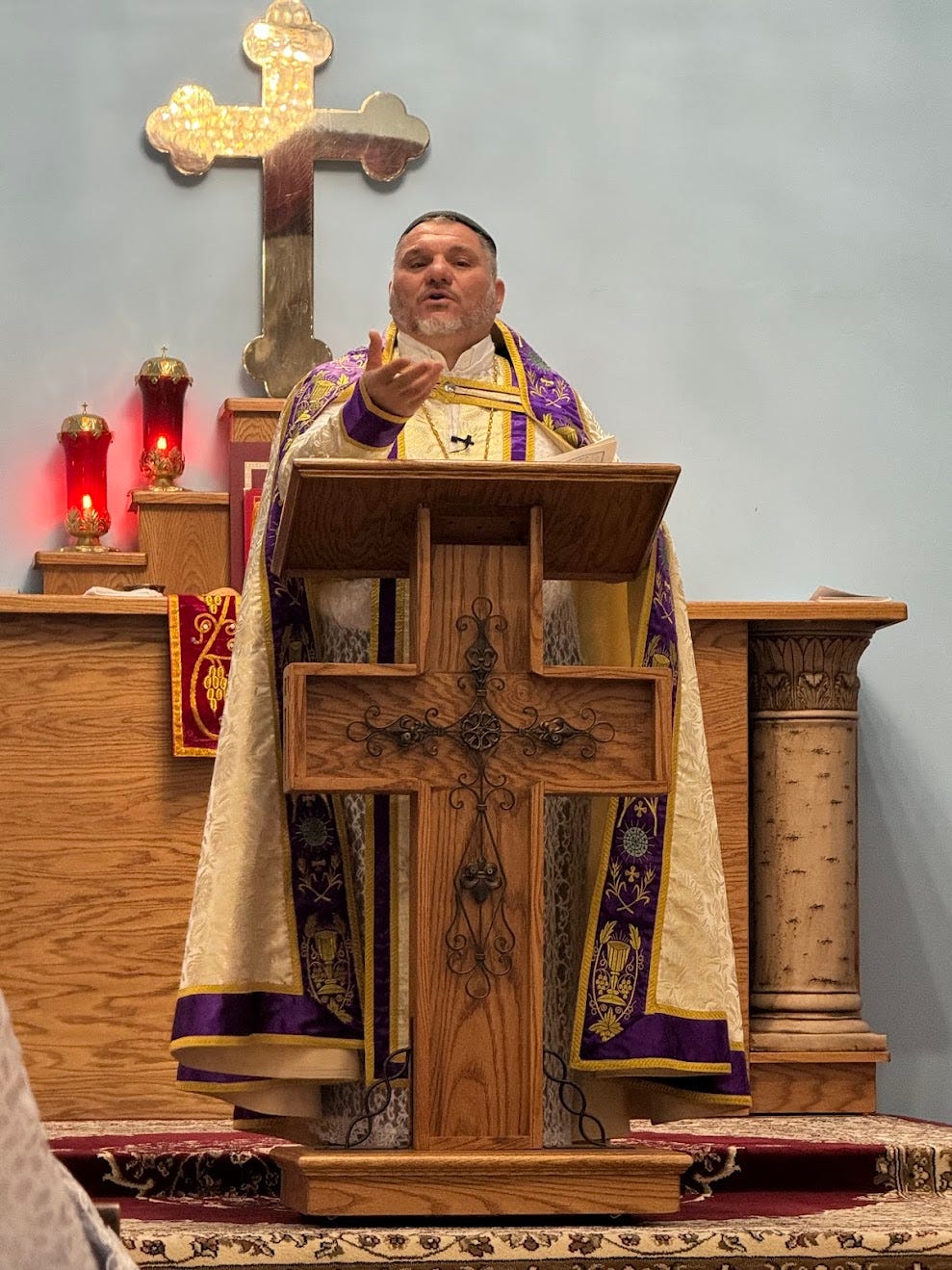 Syriac Orthodox priest giving a sermon