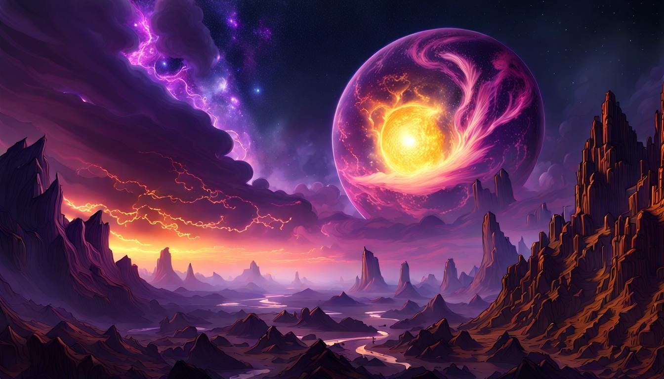 Fantasy supernova in the night sky