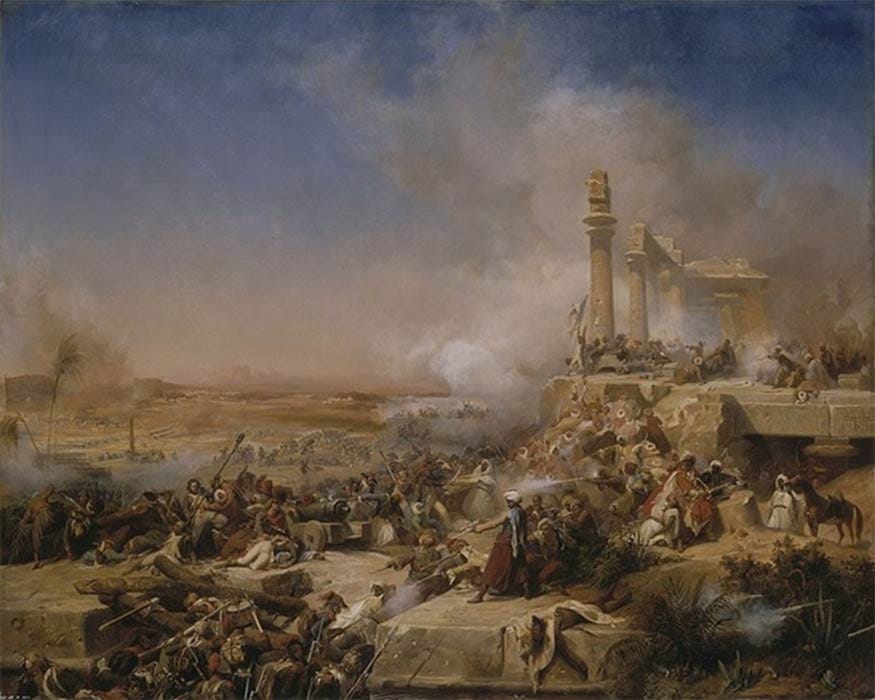 Battle of Heliopolis during Napoleon's invasion of Egypt in 1800 by Léon Cogniet. Collections du château de Versailles. (Public Domain)