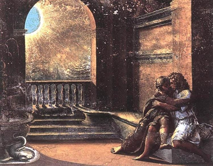 Isaac and Rebecca Spied upon by Abimelech, 1518 - 1519 - Raphael -  WikiArt.org