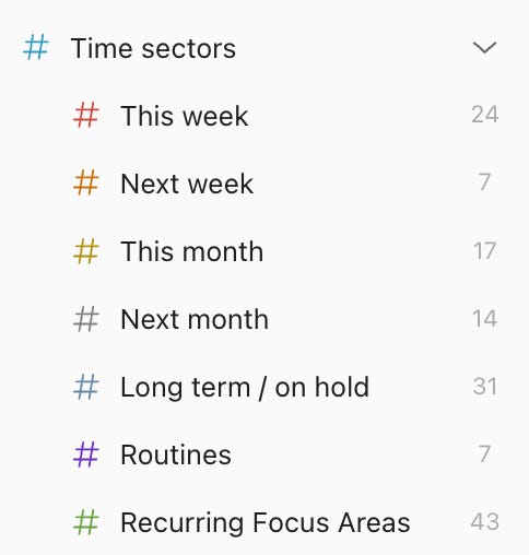 My Time sectors of this week, next week, this month, next month, etc.