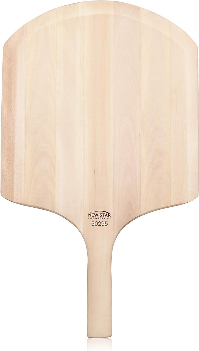 New Star Foodservice 50295 Restaurant-Grade Wooden Pizza Peel, 16&#34; L x 14&#34; W Plate, with 10&#34; L Wooden Handle, 24&#34; Overall Length