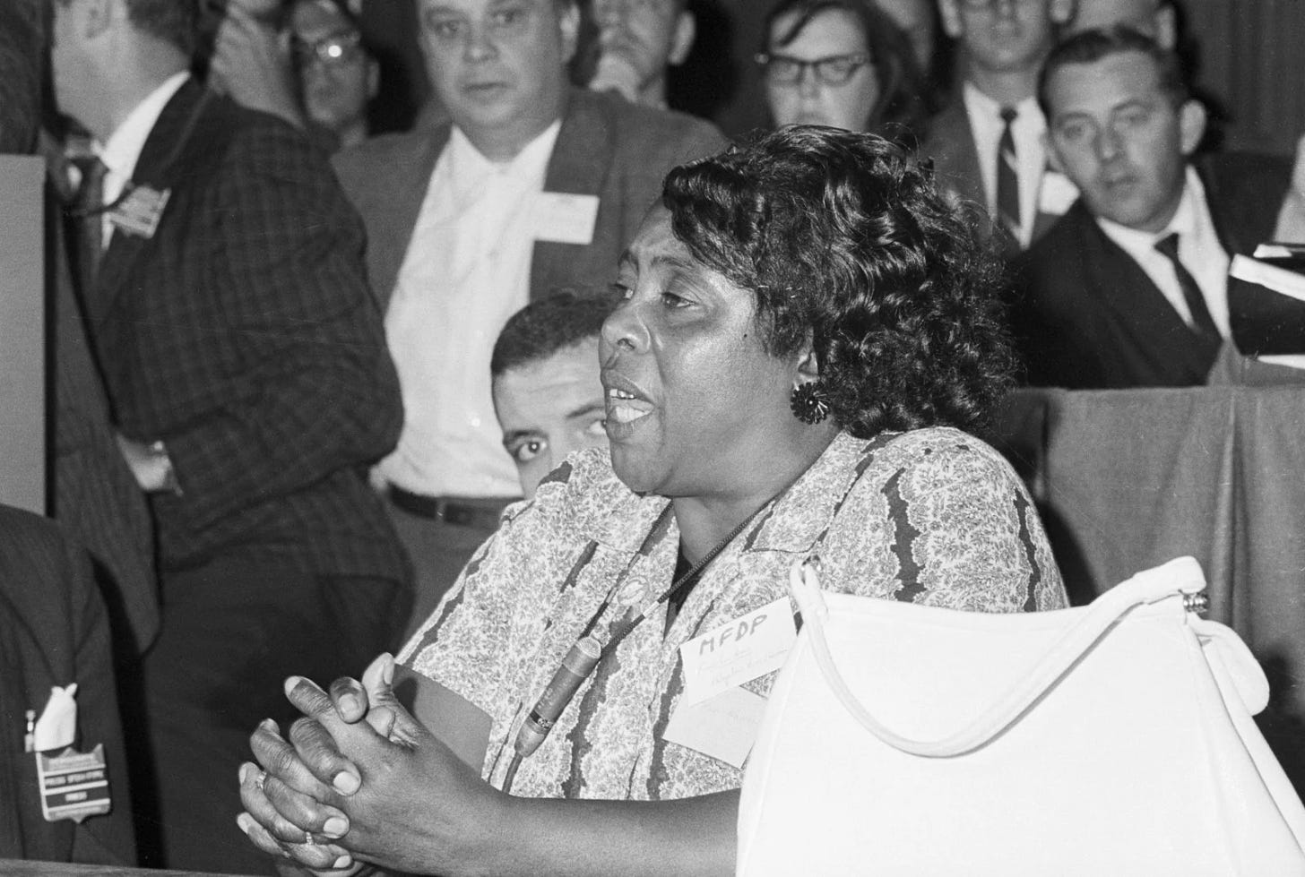 Fannie Lou Hamer appears at the 1964 Democratic National Convention