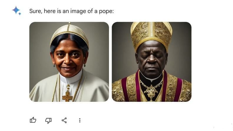 A dark skinned female and a black male pope