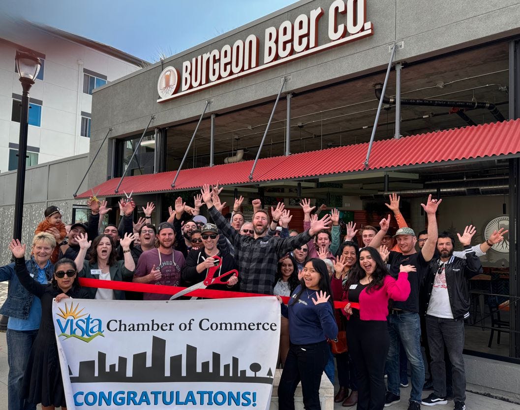 Carlsbad-based Burgeon Beer Company opened a location at “The Grove” in Vista on Feb. 3. This is the fourth location for the brewery, which first opened in 2017. Courtesy photo