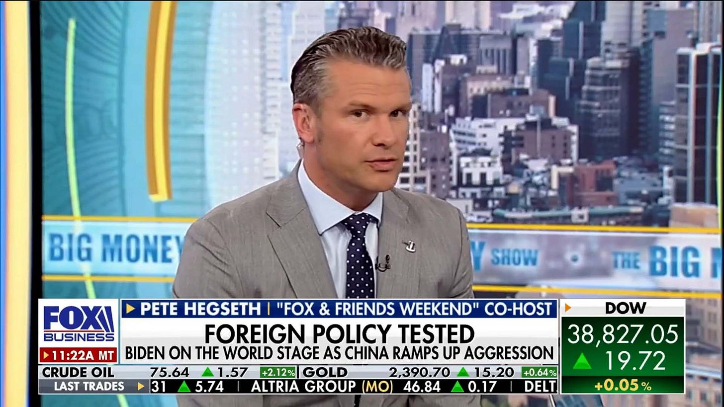 Pete Hegseth Fox & Friends host China