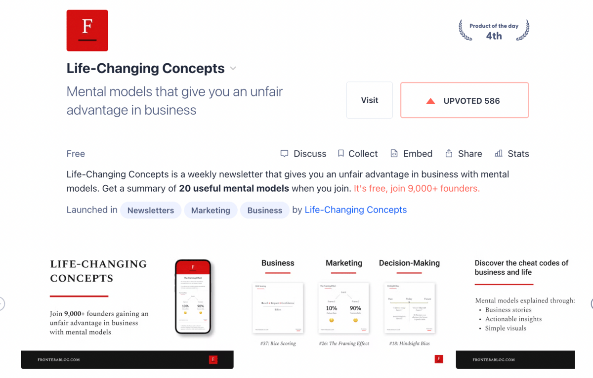 Life-Changing Concepts Product Hunt Launch