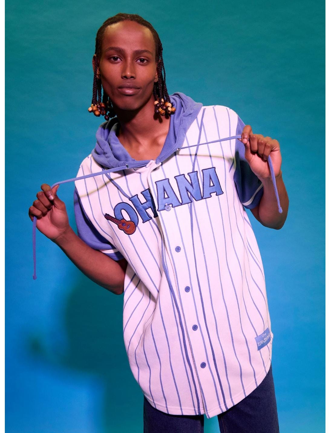 Our Universe Disney Lilo & Stitch Ohana Hooded Baseball Jersey, MULTI, hi-res