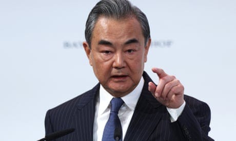 China’s top diplomat Wang Yi speaking at the 2023 Munich Security Conference on Saturday.