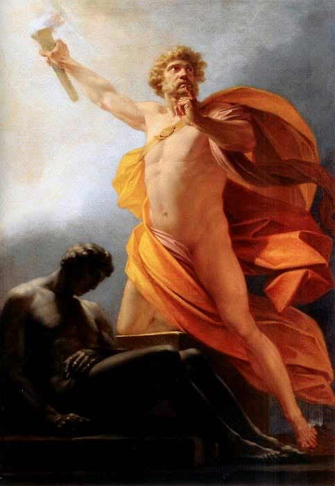 Prometheus brings fire to mankind. (Public Domain)