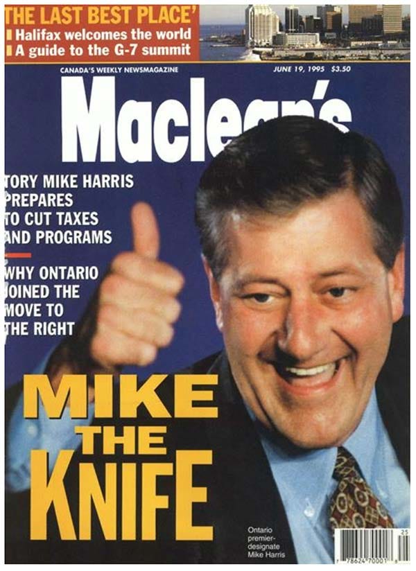 1995 cover of Maclean's magazine featuring newly-elected premier Mike Harris