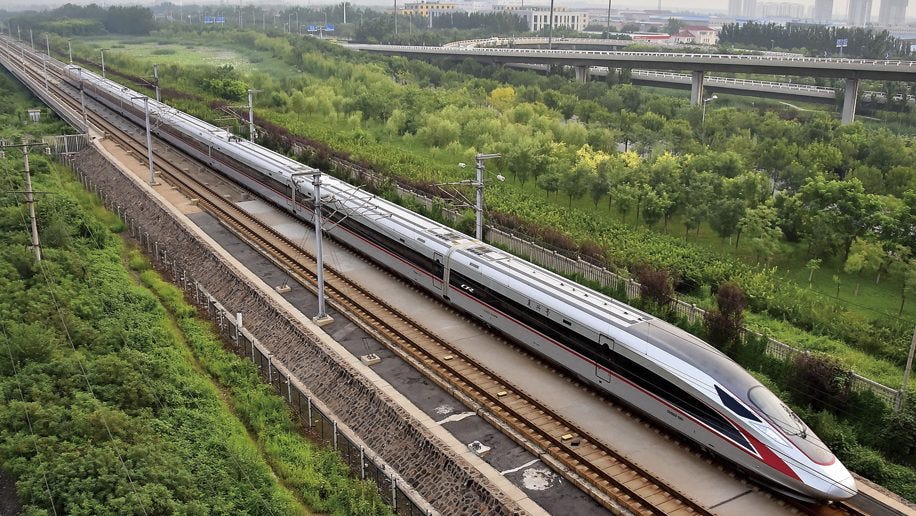 Aerial video of the Beijing-Shanghai express train