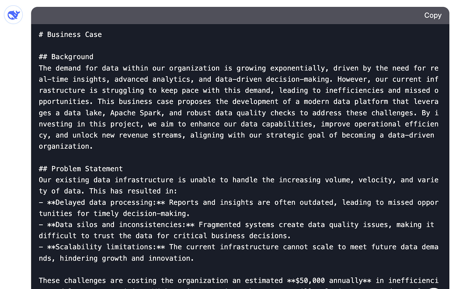 The business case produced from the full prompt for paid newsletter subscribers.