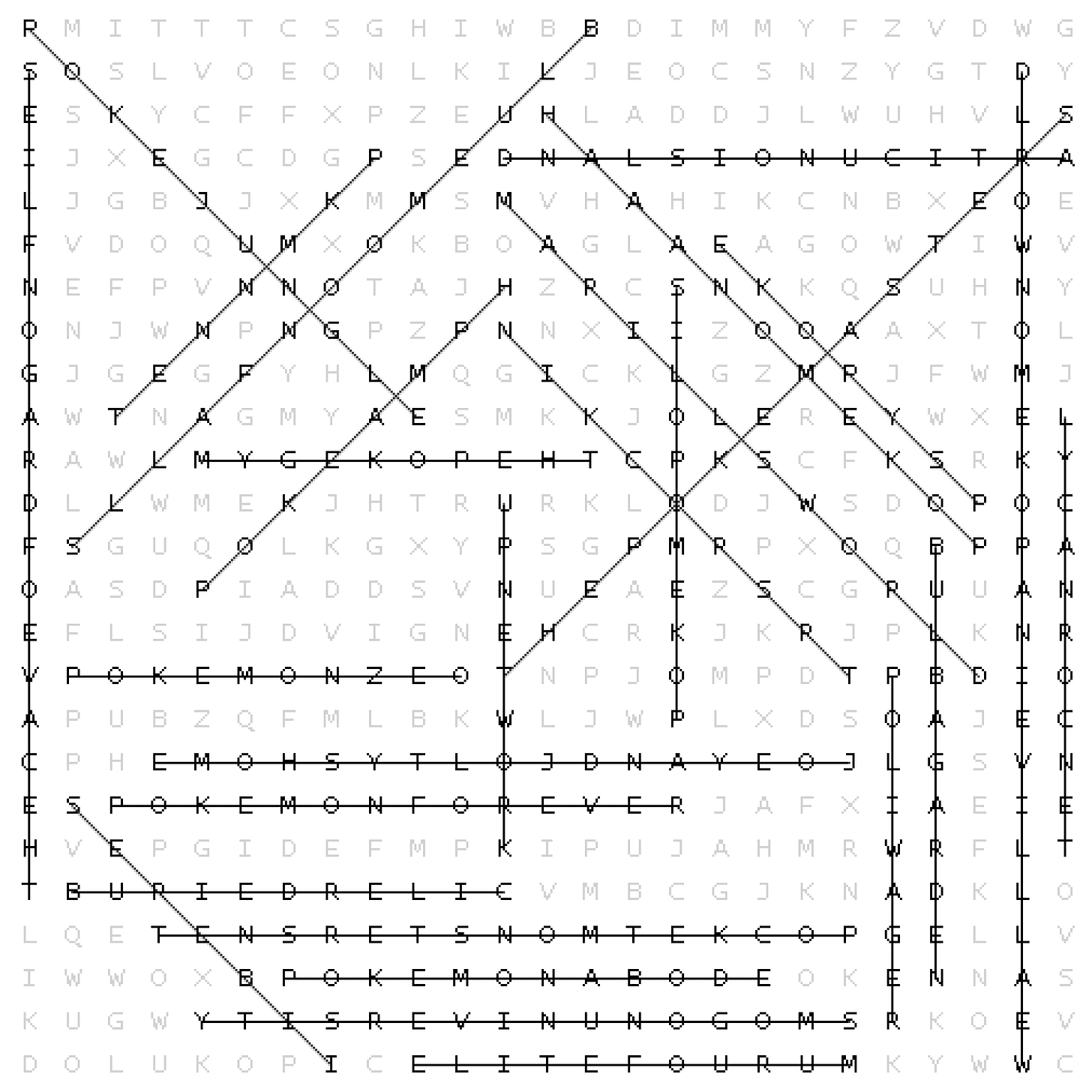 The solution to our Fansite Word Search Puzzle. How well did you do?