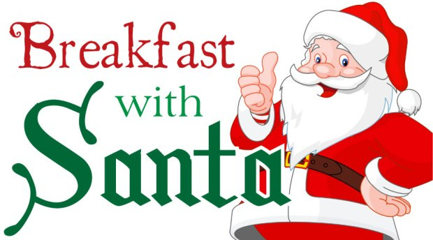 May be an image of christmas tree and text that says 'Breakfast Santd Santa with'