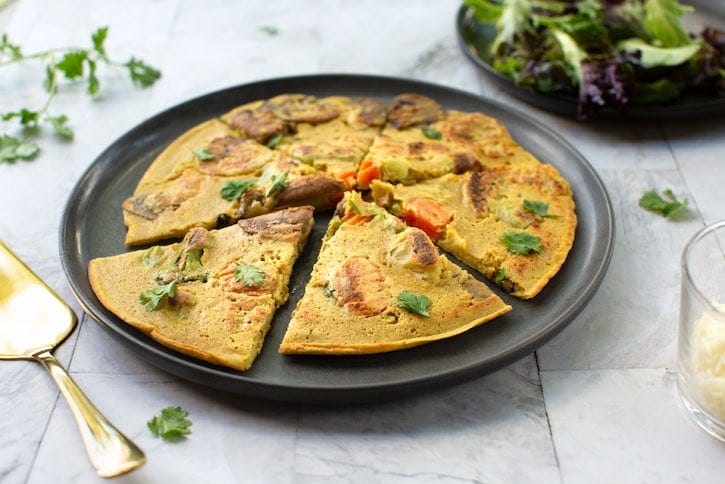 Chickpea Flour Frittata - vegan, with fresh vegetables