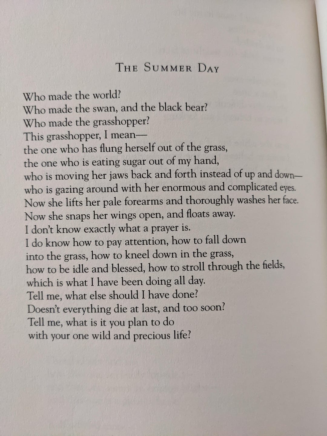 POEM] The Summer Day by Mary Oliver : r/Poetry