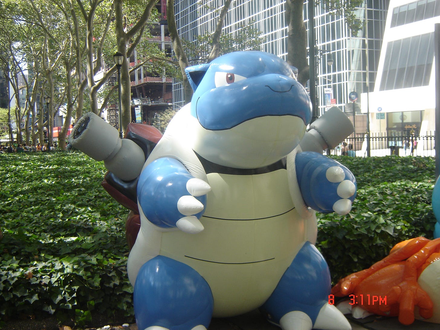 A huge inflatable Blastoise was present in the park that day!
