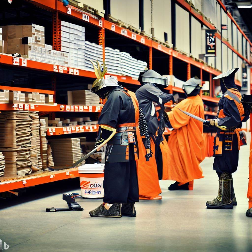 samurais working at home depot