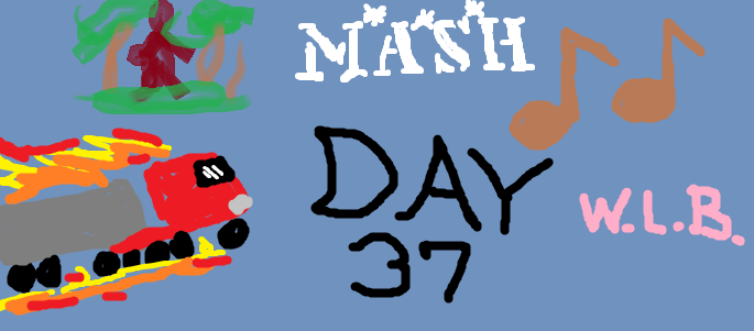 A poorly drawn MSPaint image depicting items from the article and the text "WLB Day 37"