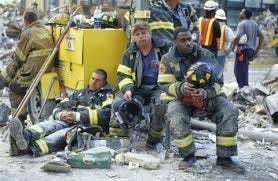 Exhausted firefighters resting in... - In Memoriam Sept 11 | Facebook